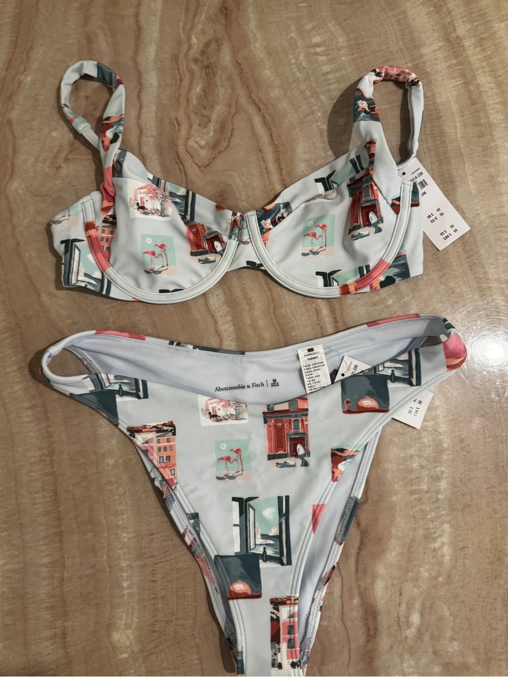 Abercrombie & Fitch Light Blue Printed Bikini NWT